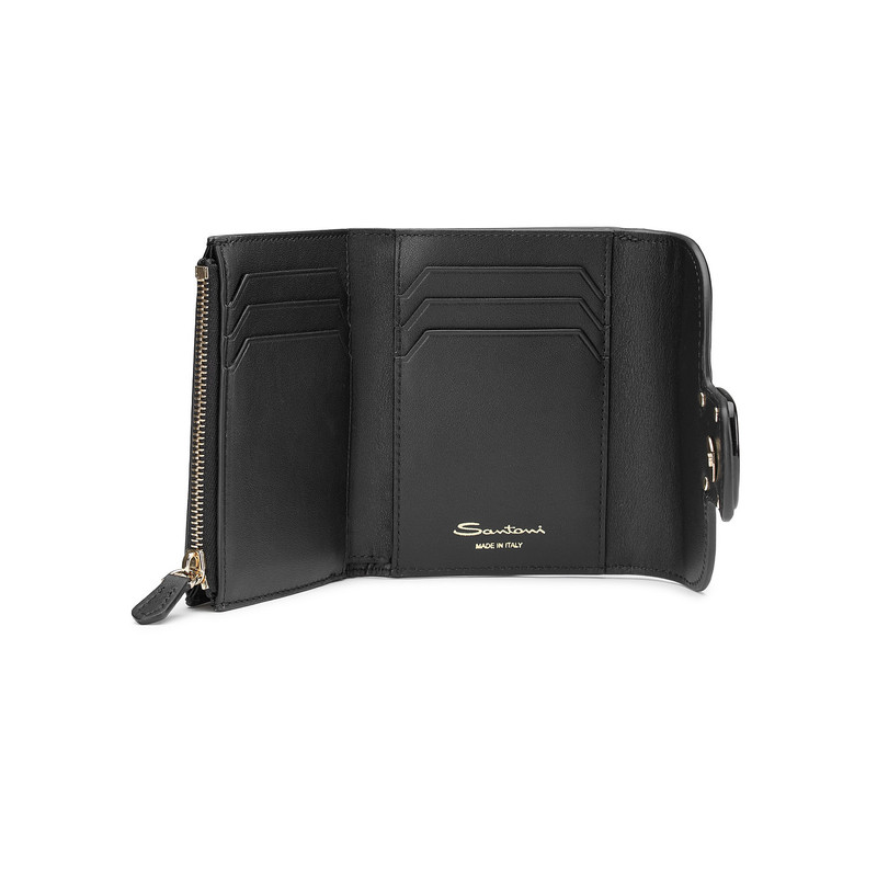 Black leather wallet with coin pocket 3