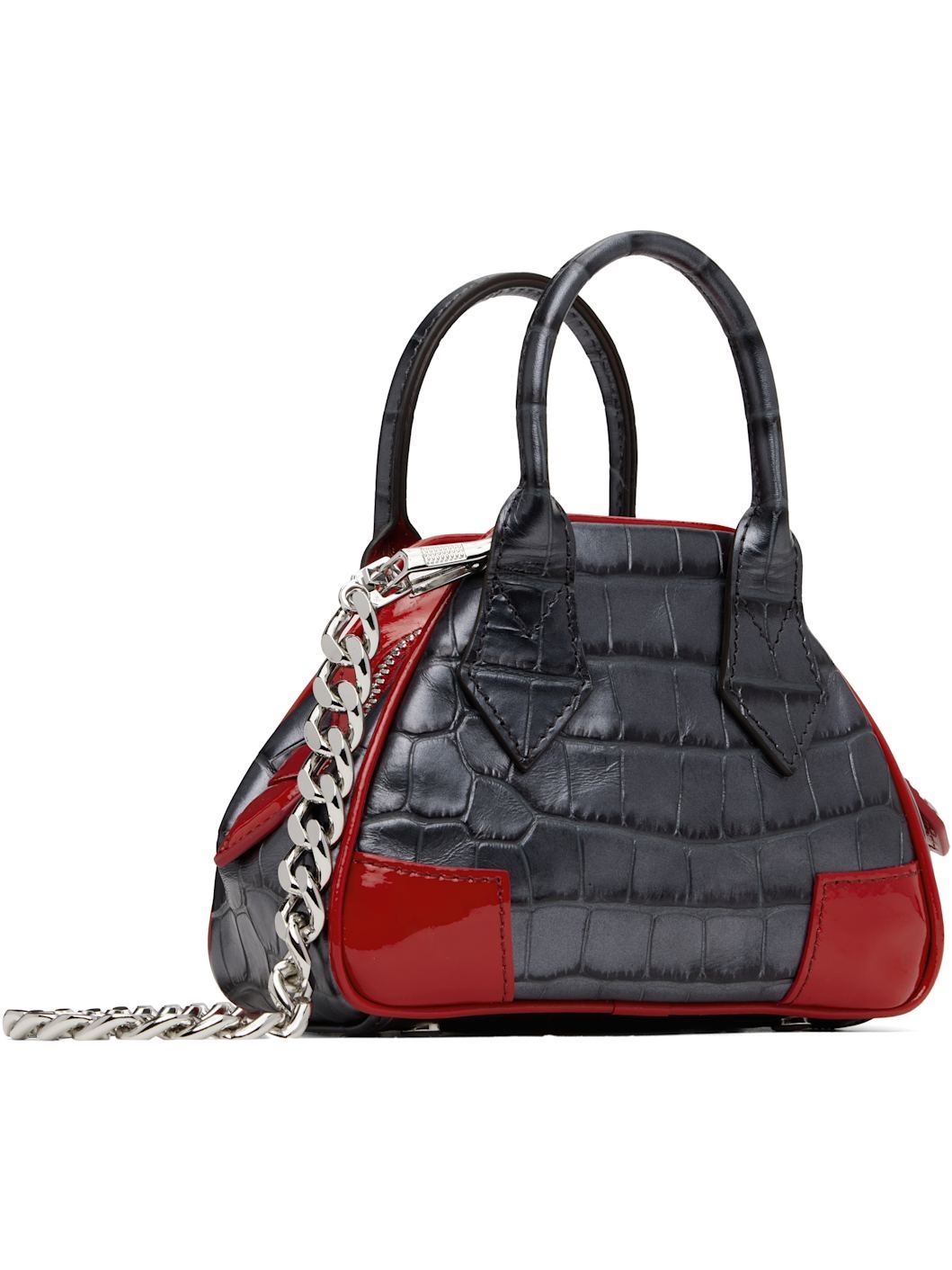 Gray & Red Mini Yasmine Chain Bag - 3