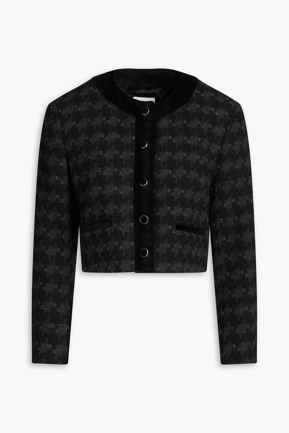 Cropped cotton-blend bouclé-tweed jacket - 1