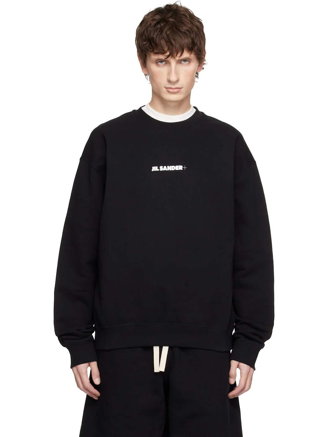 Black Cotton Compact Terry Sweatshirt - 1