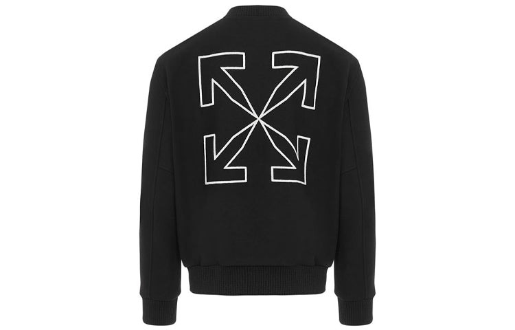 Off-White FW20 Arrows Printing Baseball Jacket Men Black OMEA224E20FAB0011001 - 2