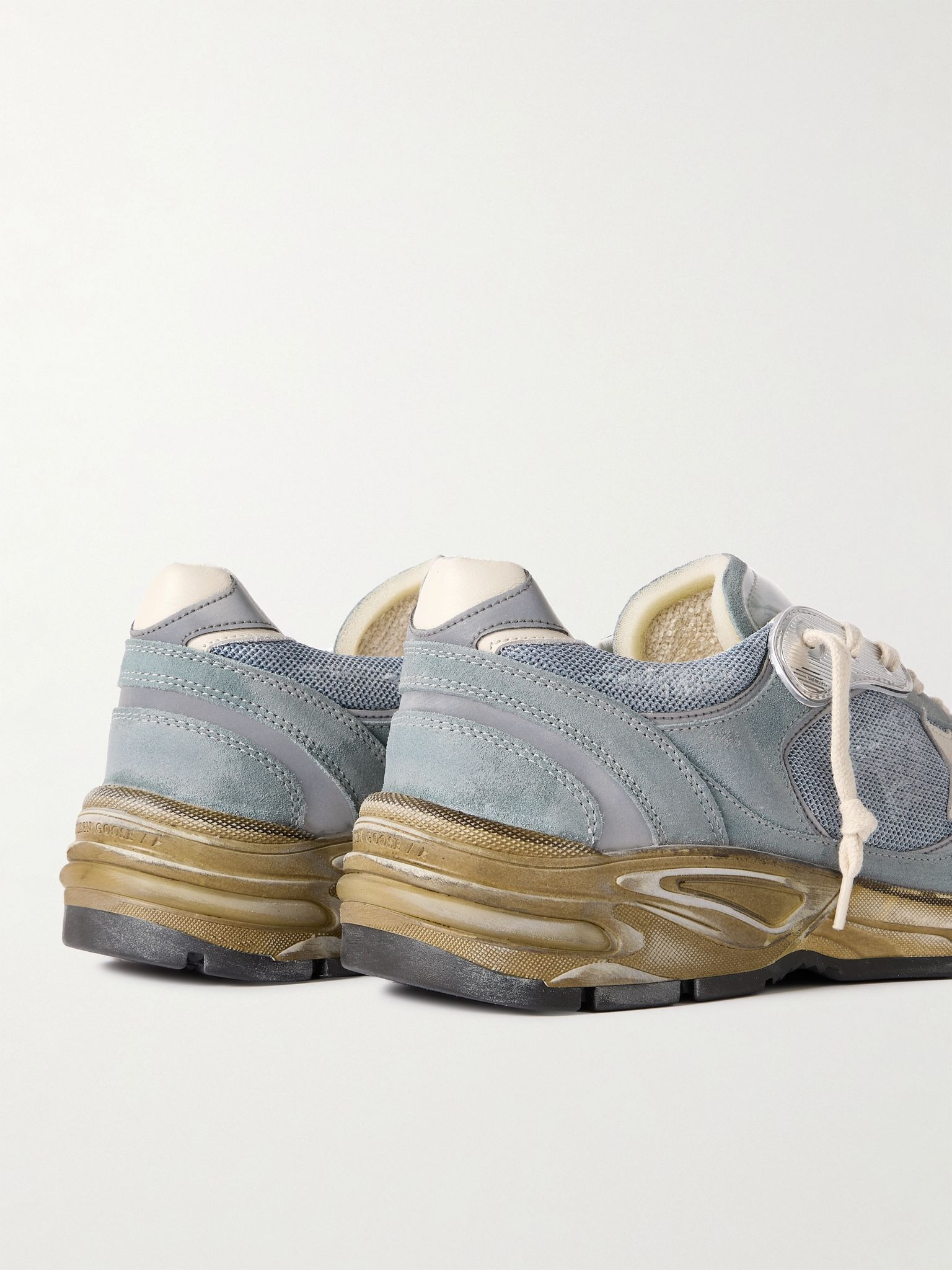 Running Dad Distressed Rubber and Leather-Trimmed Mesh and Suede Sneakers Blue - 5