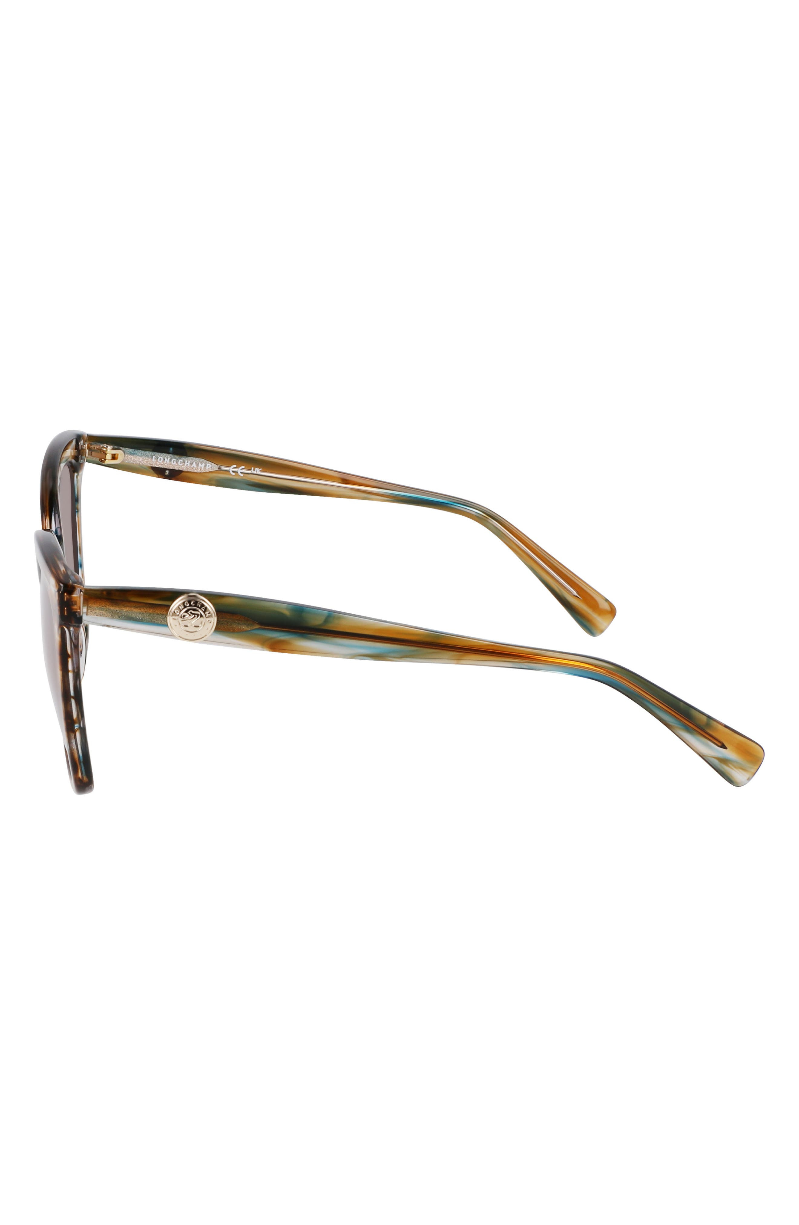 Longchamp Le Pliage 54mm Gradient Cat Eye Sunglasses in Striped Brown/Petrol at Nordstrom - 5