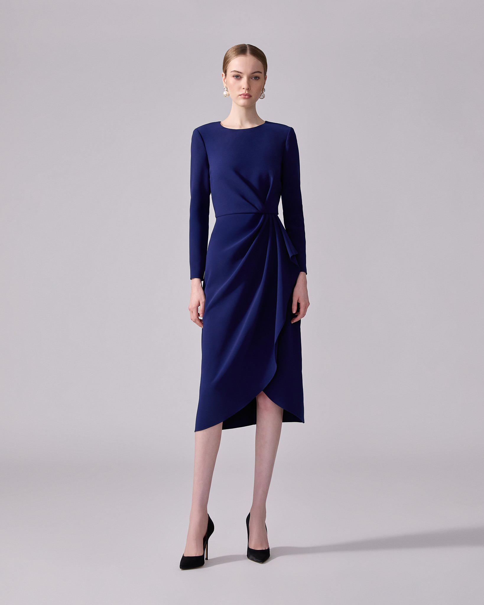 Sheath Dress With Side Drape - 2