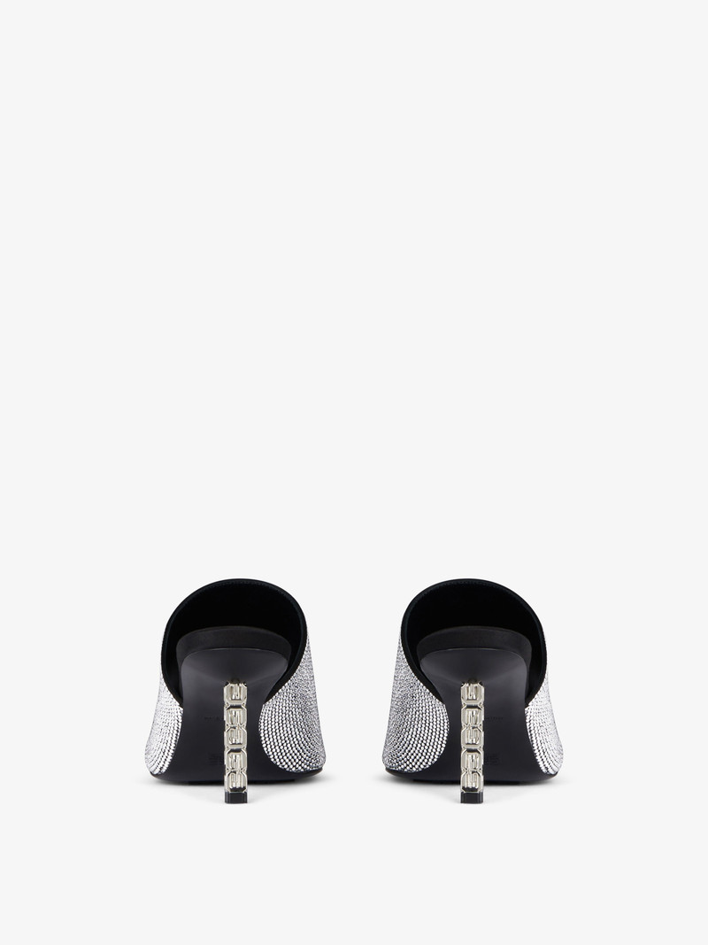 G CUBE MULES IN SATIN WITH STRASS 7