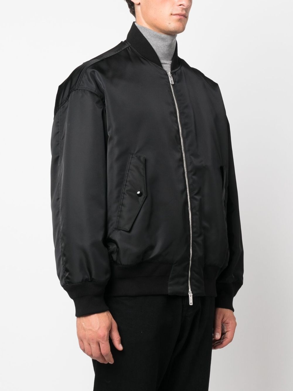 zip-up satin-finish bomber jacket - 3