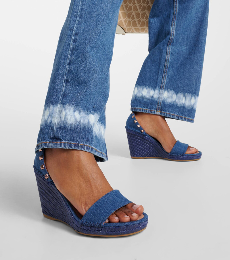 Rockstud Denim Wedge Espadrille Sandals 4