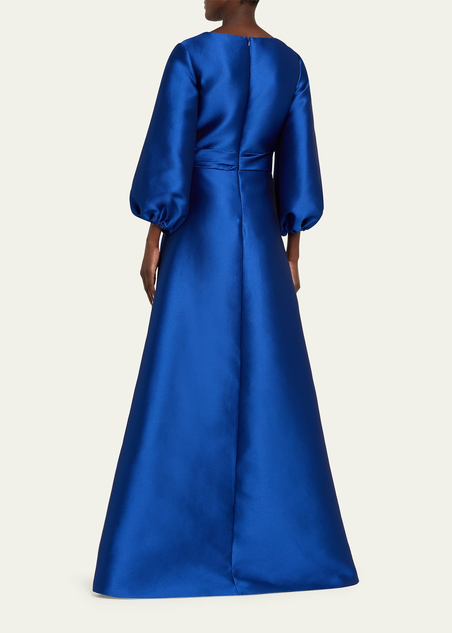 Bishop-Sleeve Mikado Pique Wrap Gown - 3