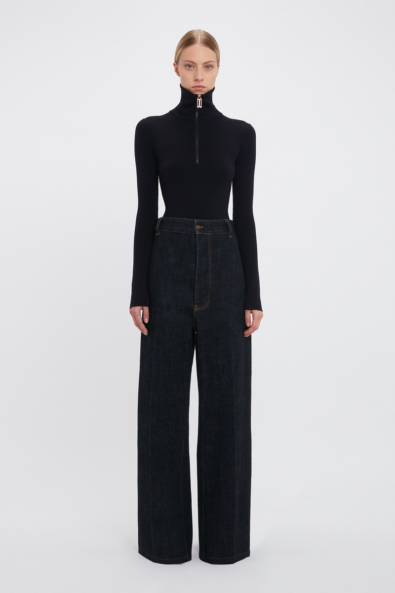 Victoria Beckham Cargo Jean In Dark Indigo Rinse outlook