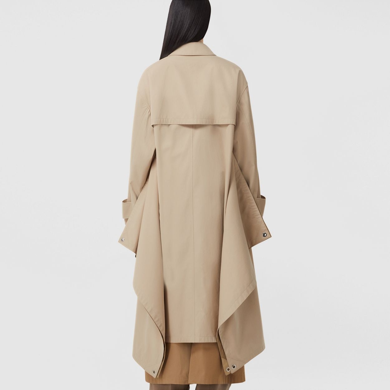 Panel Detail Tropical Gabardine Oversized Car Coat - 4