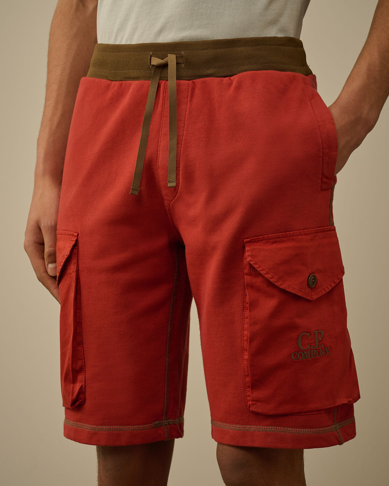 Diagonal Fleece Mixed Cargo Shorts 5