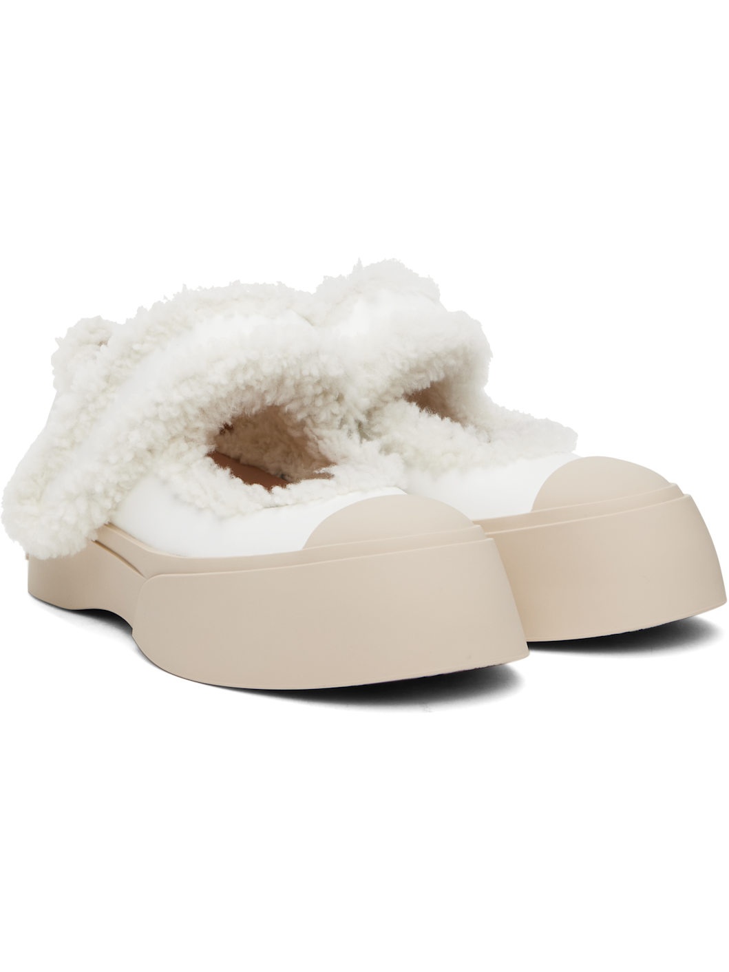 White Mary Jane Pablo Shearling Ballerina Flats - 4