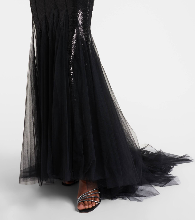 Sequined tulle and satin gown 6