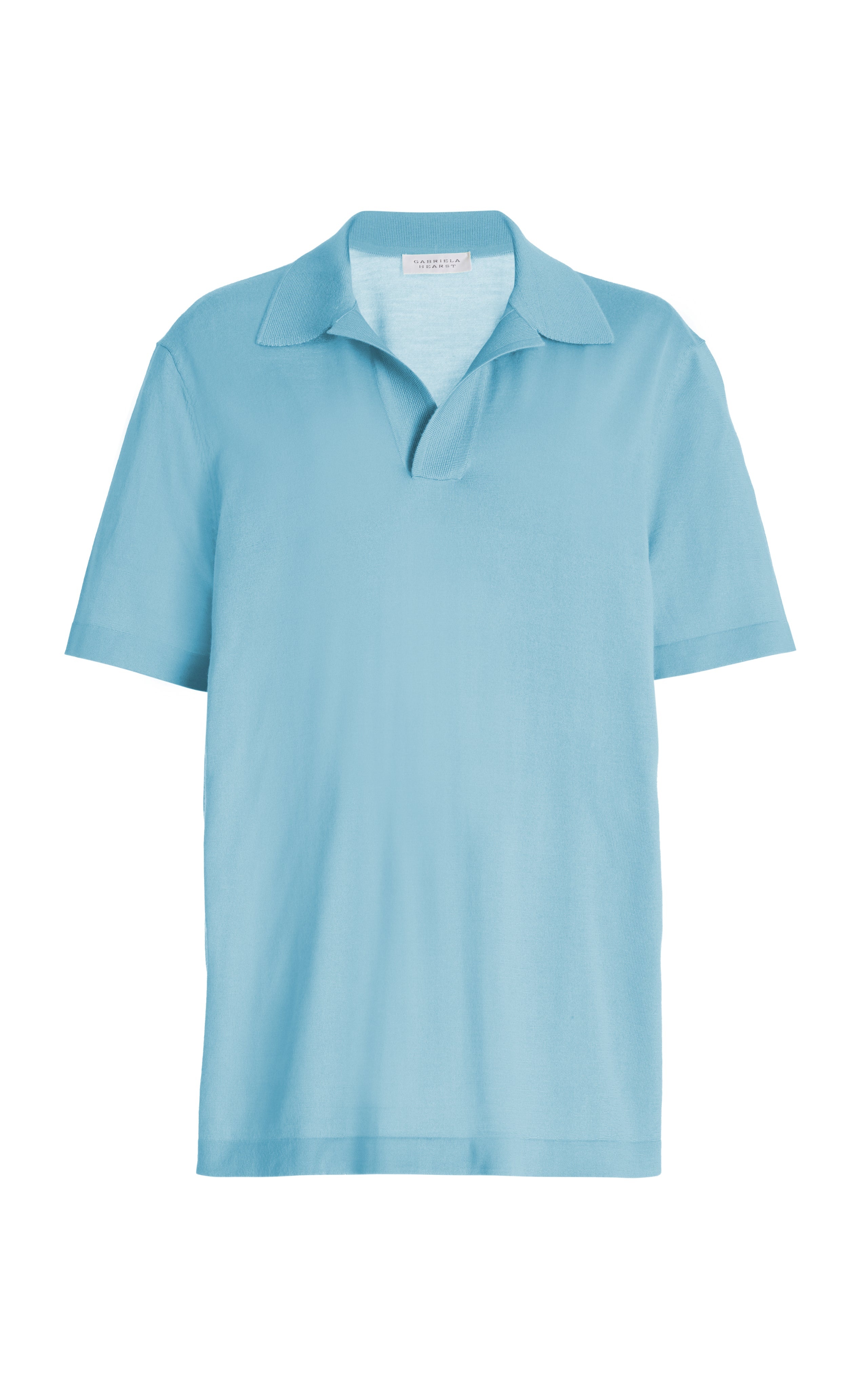 Stendhal Knit Short Sleeve Polo in Mineral Blue Cashmere - 1