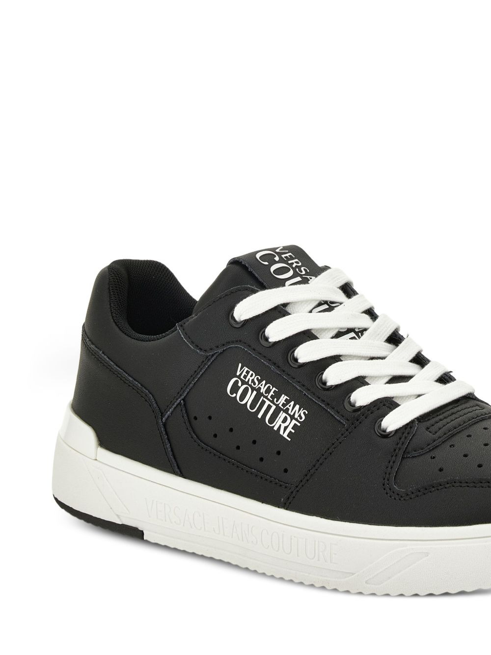 logo-detailed leather sneakers - 3
