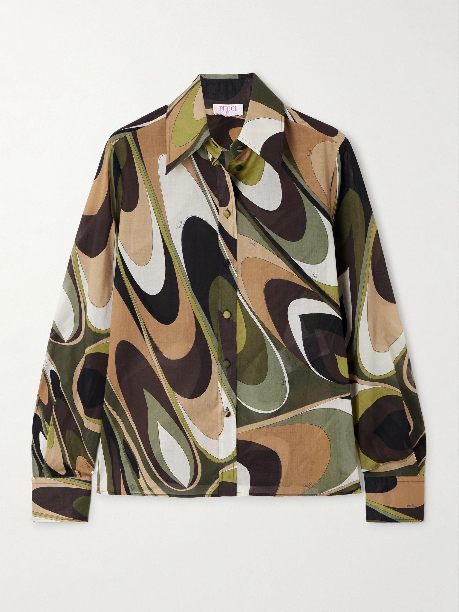 Onda printed cotton-muslin shirt Green - 1