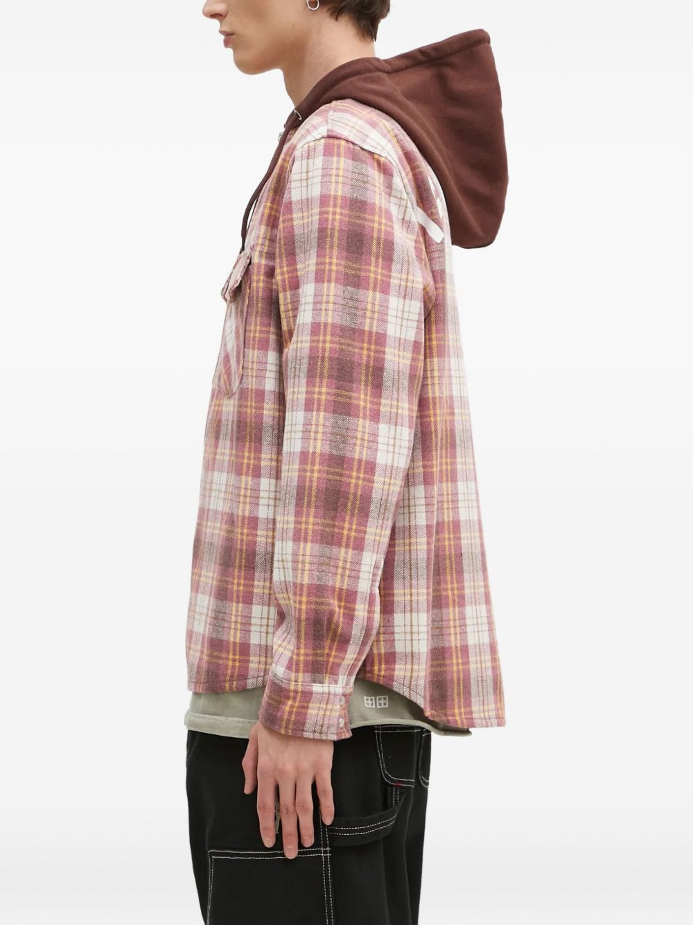 hooded plaid shirt - 3