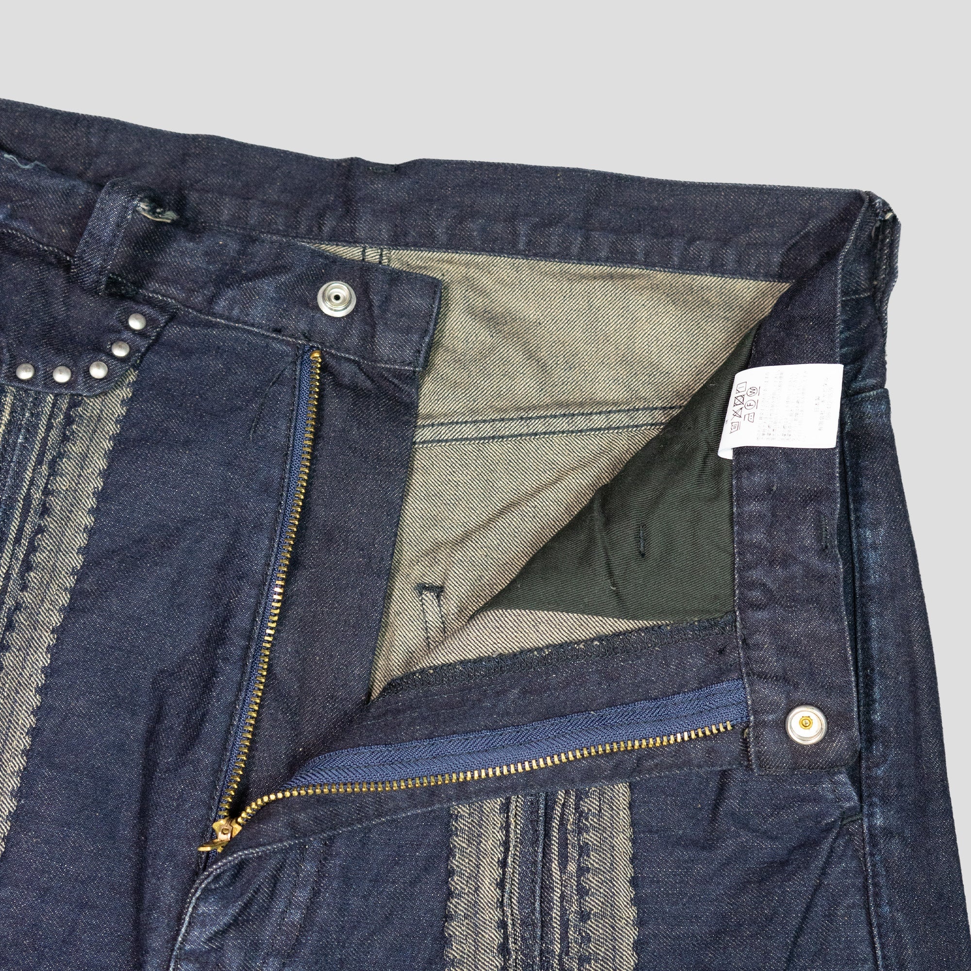 12oz YAGASURI JACQUARD DENIM BAGGY PANTS - 4