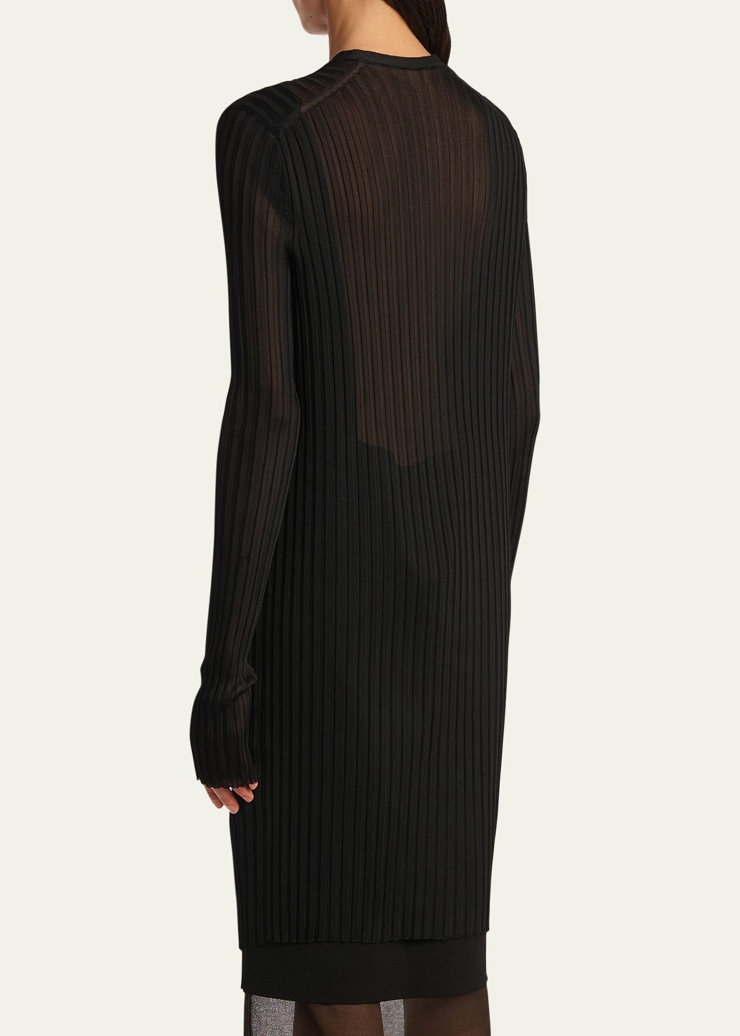 Ramon Wide Rib V-Neck Long Cardigan - 3