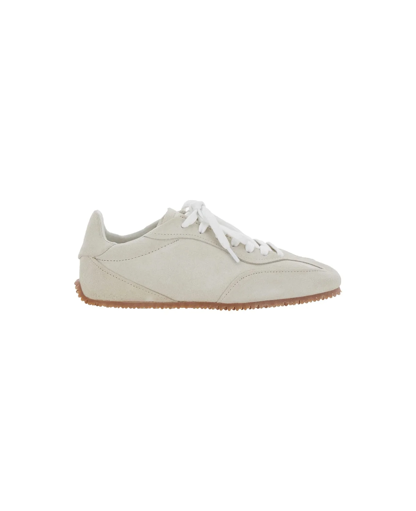 'daze Runner' Beige Sneaker With Logo On The Tongue And Grooved Sole In Suede Woman - 1