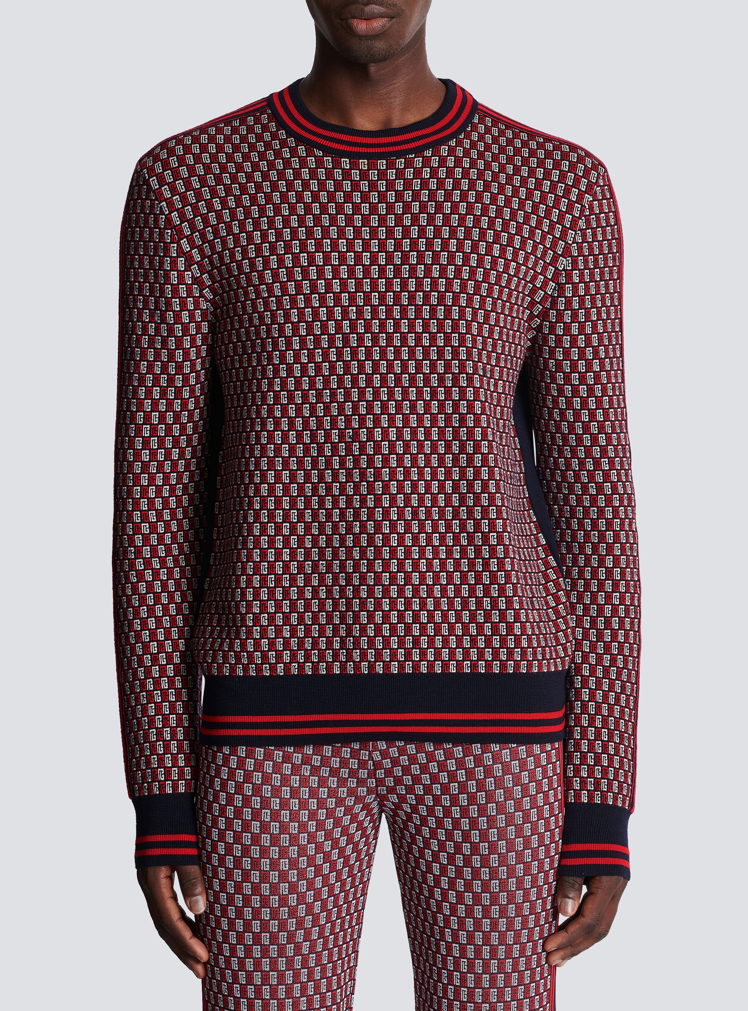 【送料&関税込】Balmain Monogrammed Jacquard Knit Sweater Balmain Sweater with Monogram | Men's Clothing | Vitkac