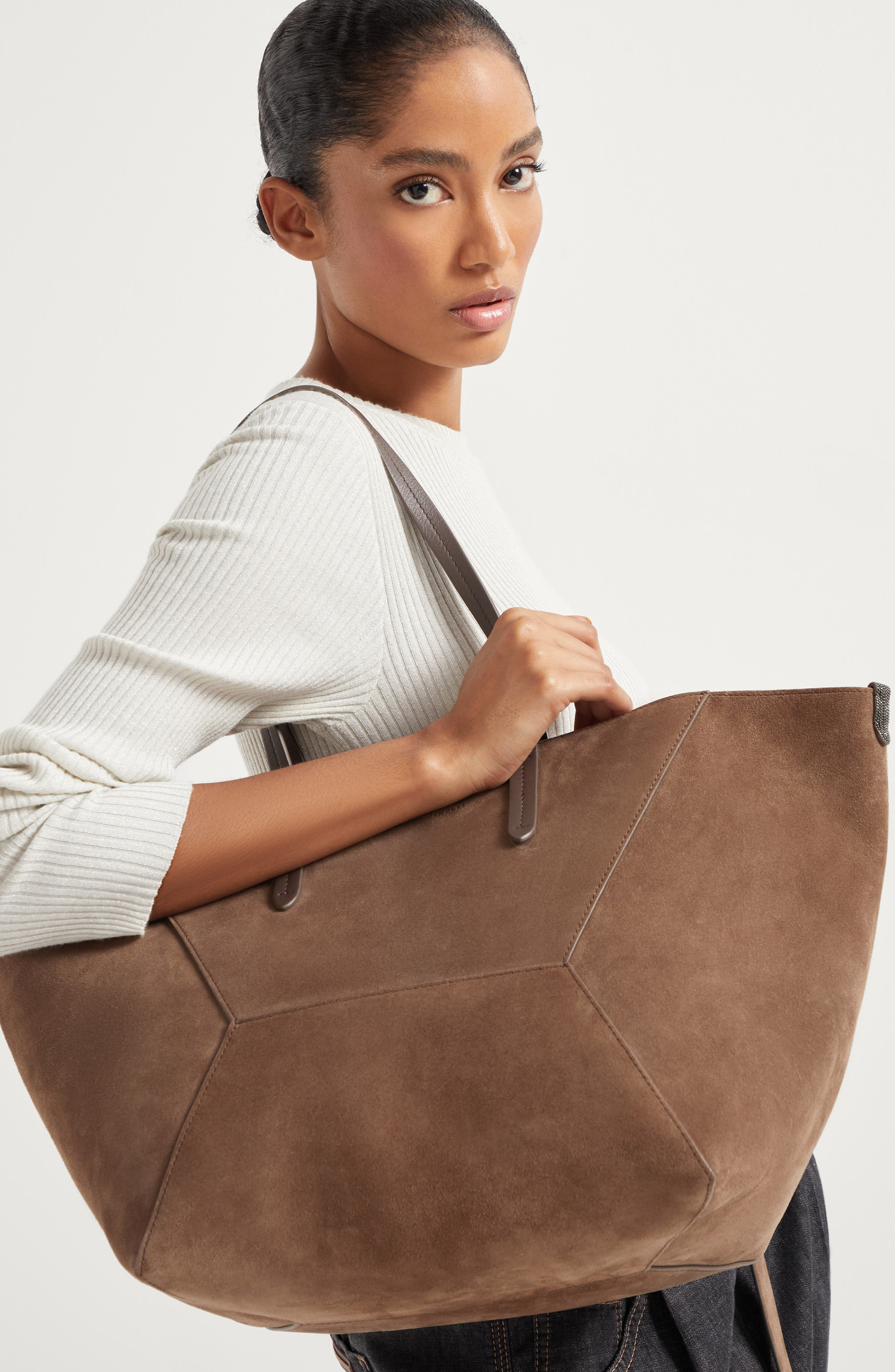 Brunello Cucinelli Suede BC Duo bag in Bark at Nordstrom - 5