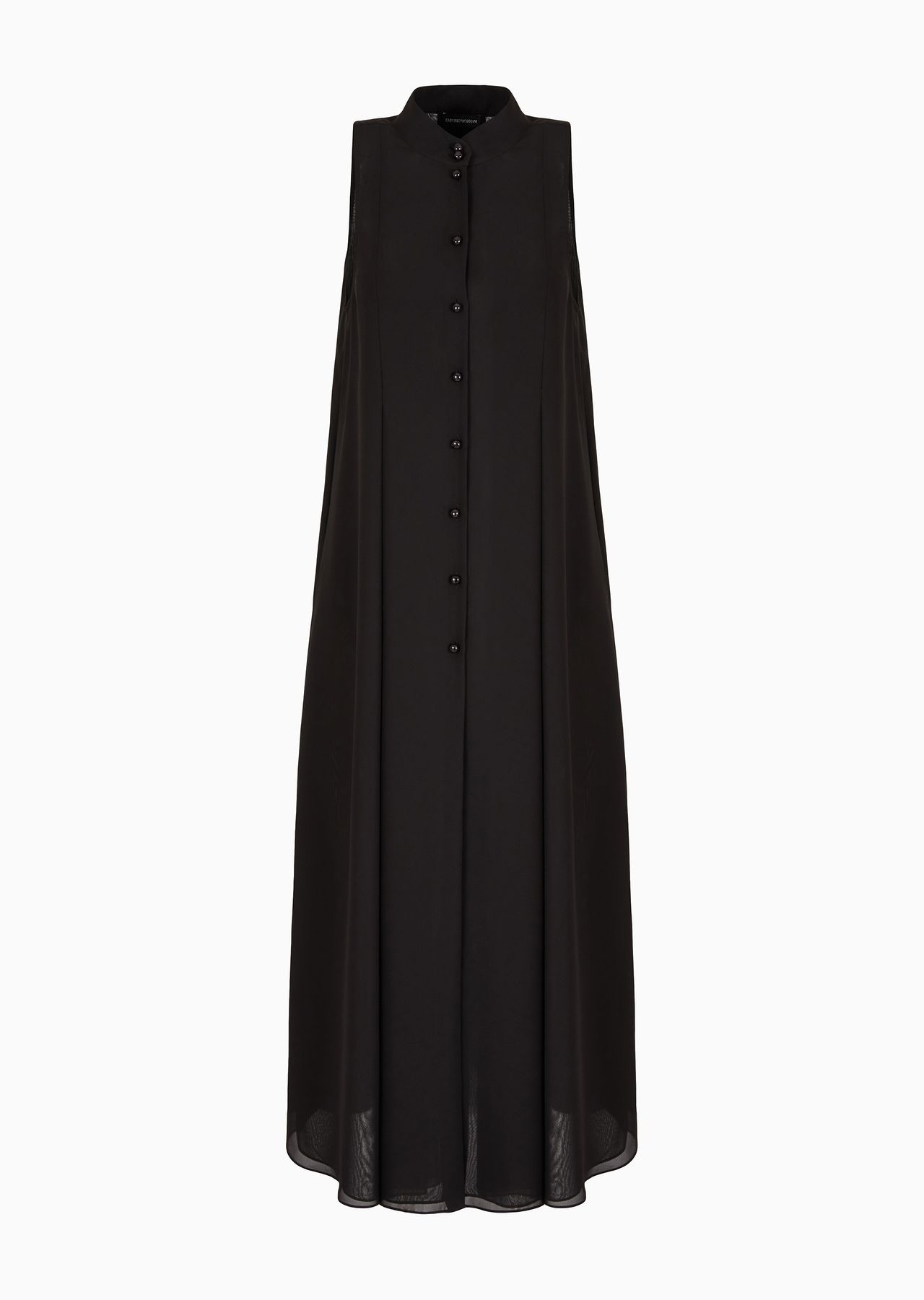 Long dress in georgette with guru collar and flared lines - 1