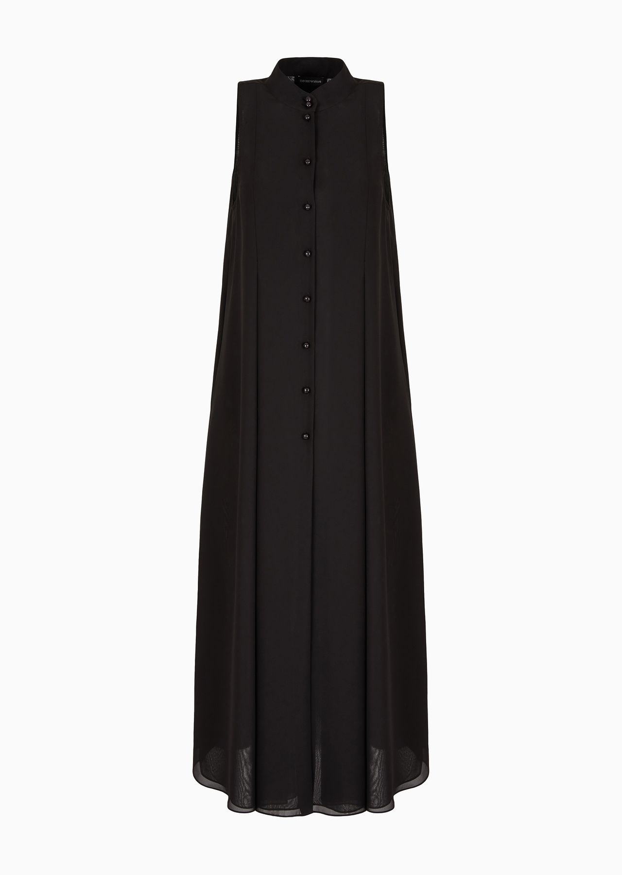 Long dress in georgette with guru collar and flared lines - 1