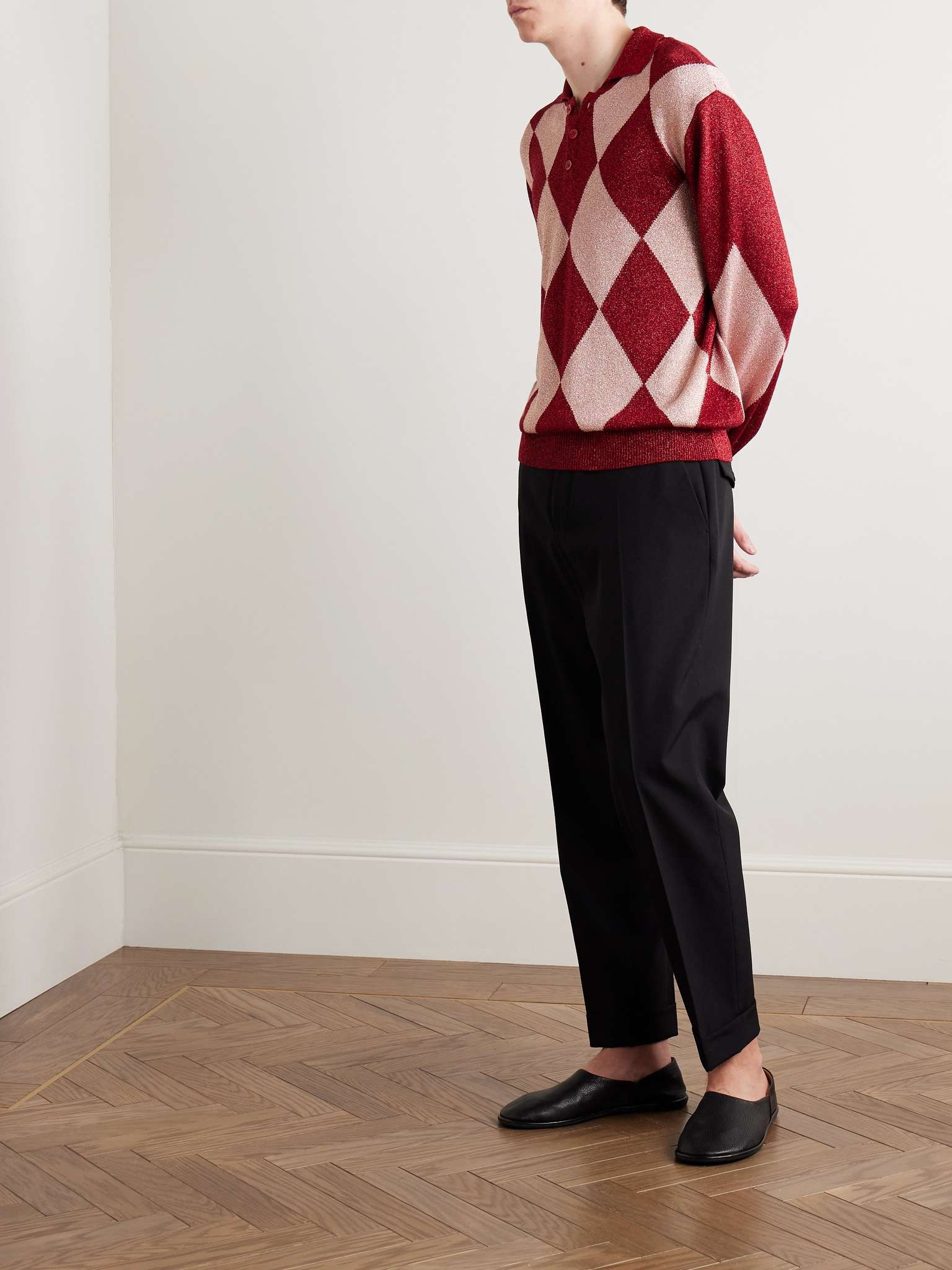 Argyle Metallic Jacquard-Knit Polo Shirt - 2