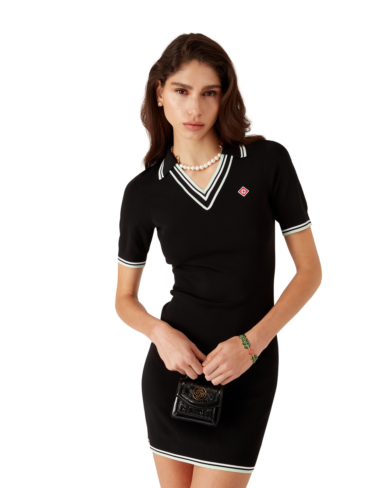 Viscose V-Neck Polo Dress - 4