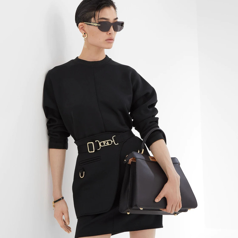 Rectangular Fendigraphy shield sunglasses inspired by the Hobo bag. Temples with in-line gold-colore 4