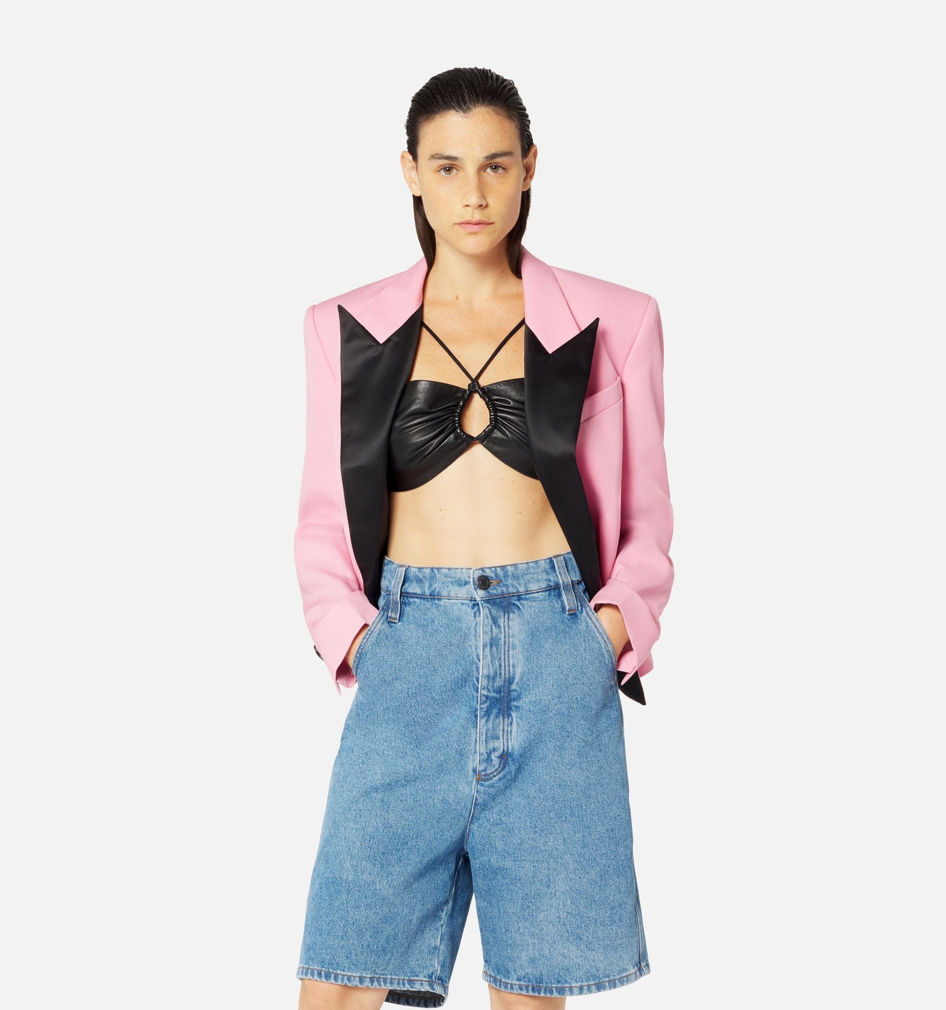 Short Jacket With Contrasted Lapel Collar - 4