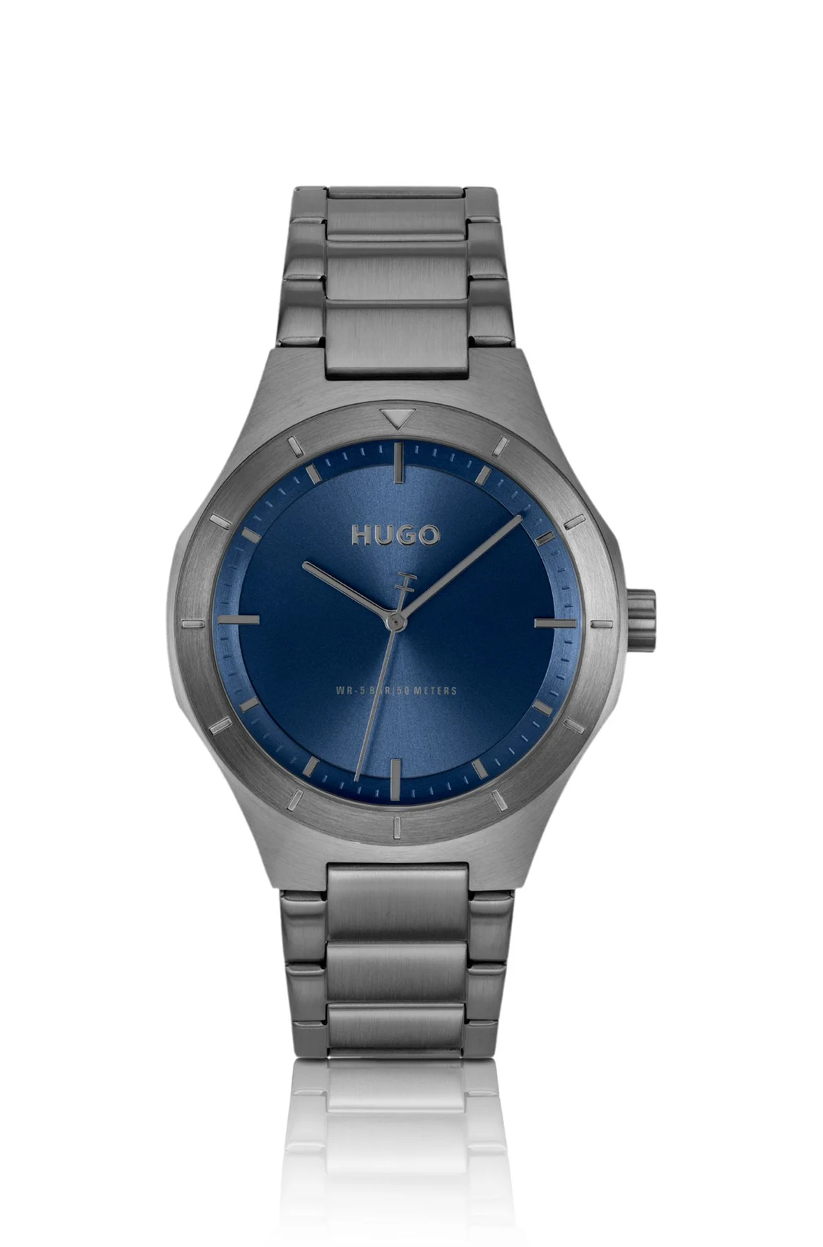 LIT GRAY-PLATED WATCH WITH BLUE DIAL - 1