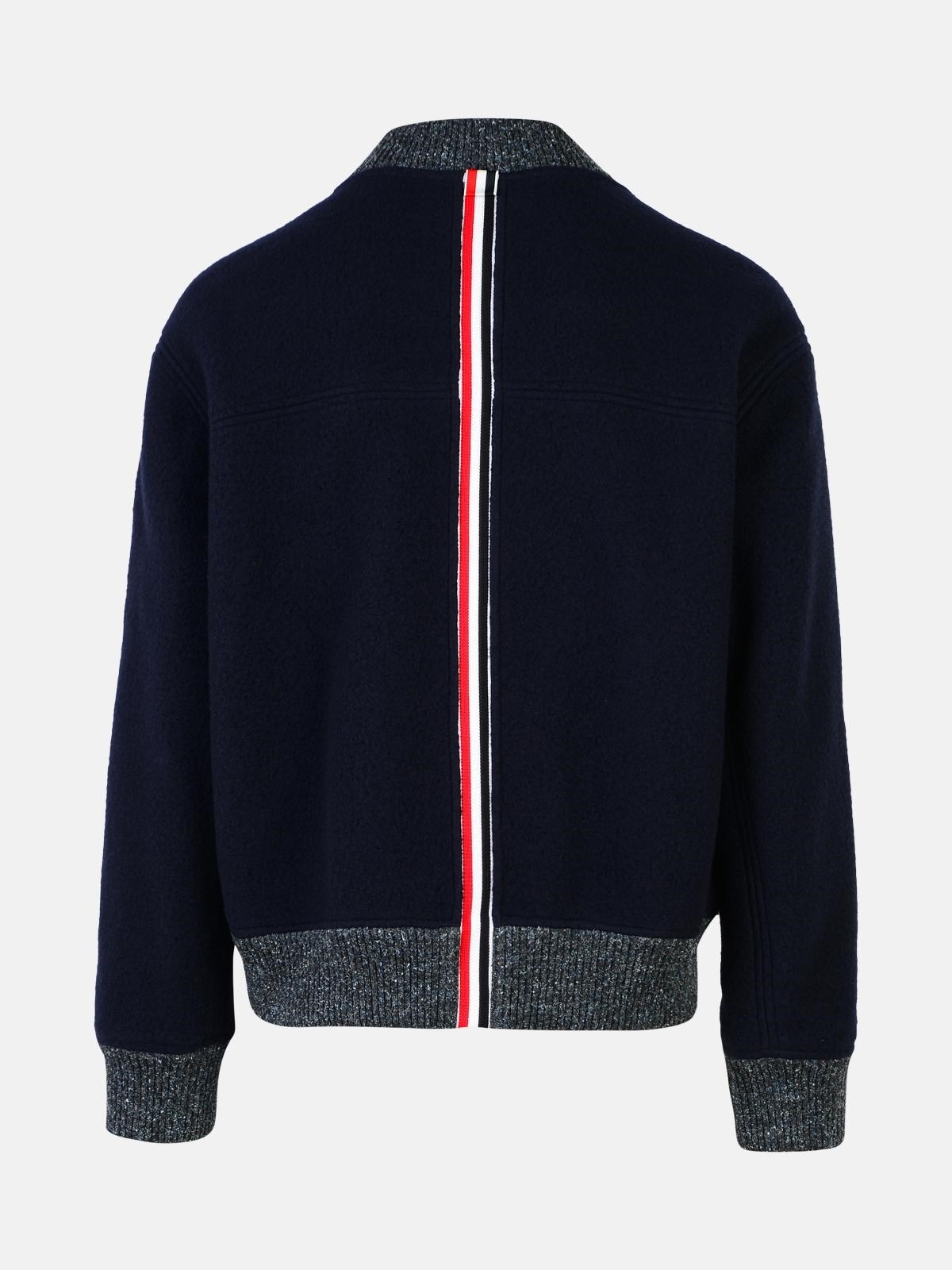 NAVY WOOL BOMBER JACKET - 3