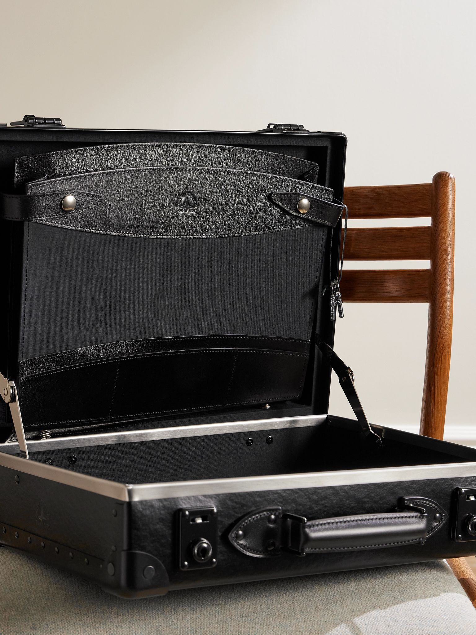 Centenary Leather-Trimmed Attaché Case Black - 3