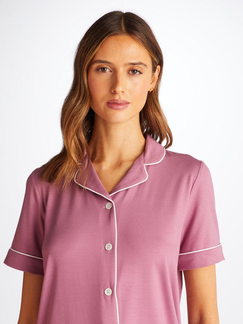 Women's Short Pajamas Lara Micro Modal Stretch Orchid Purple - 5