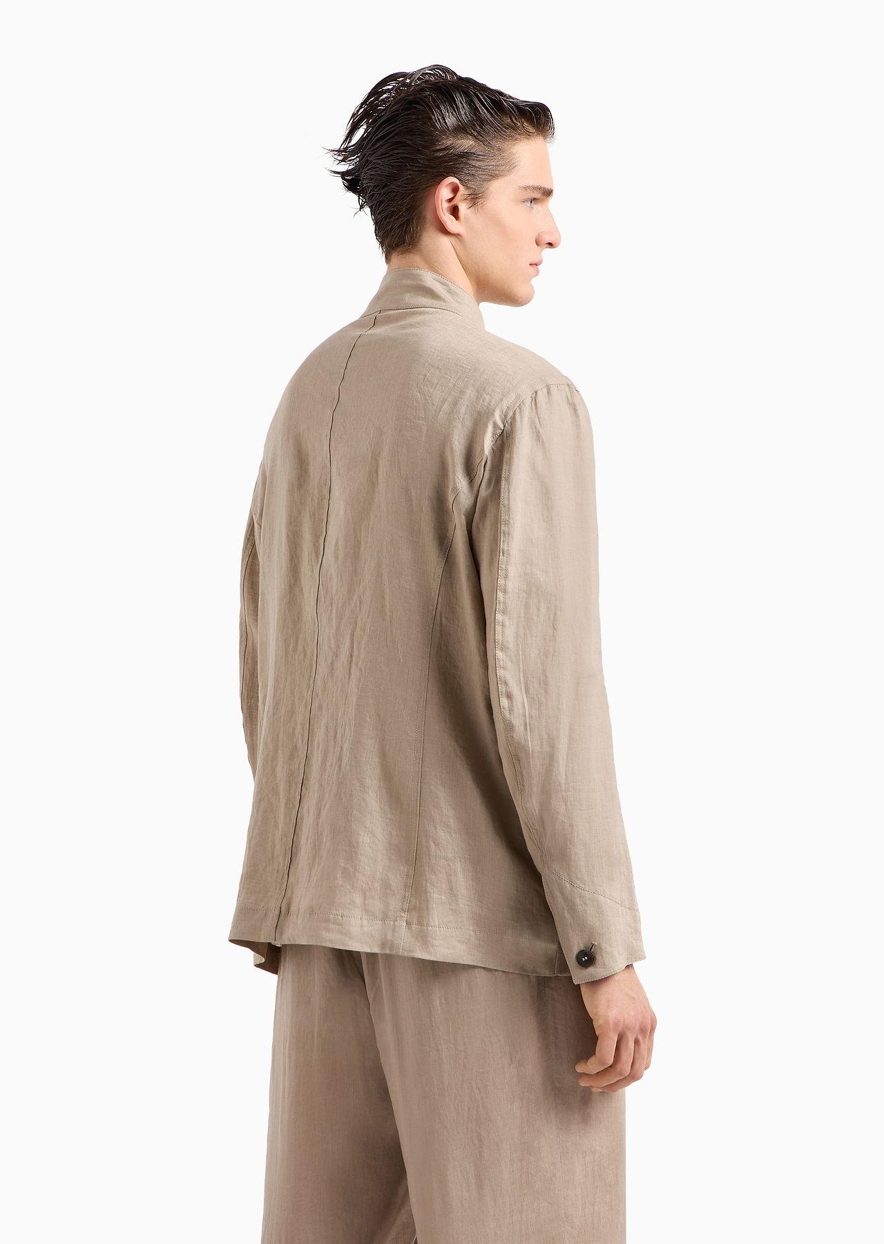 Single-breasted, linen canvas jacket - 3