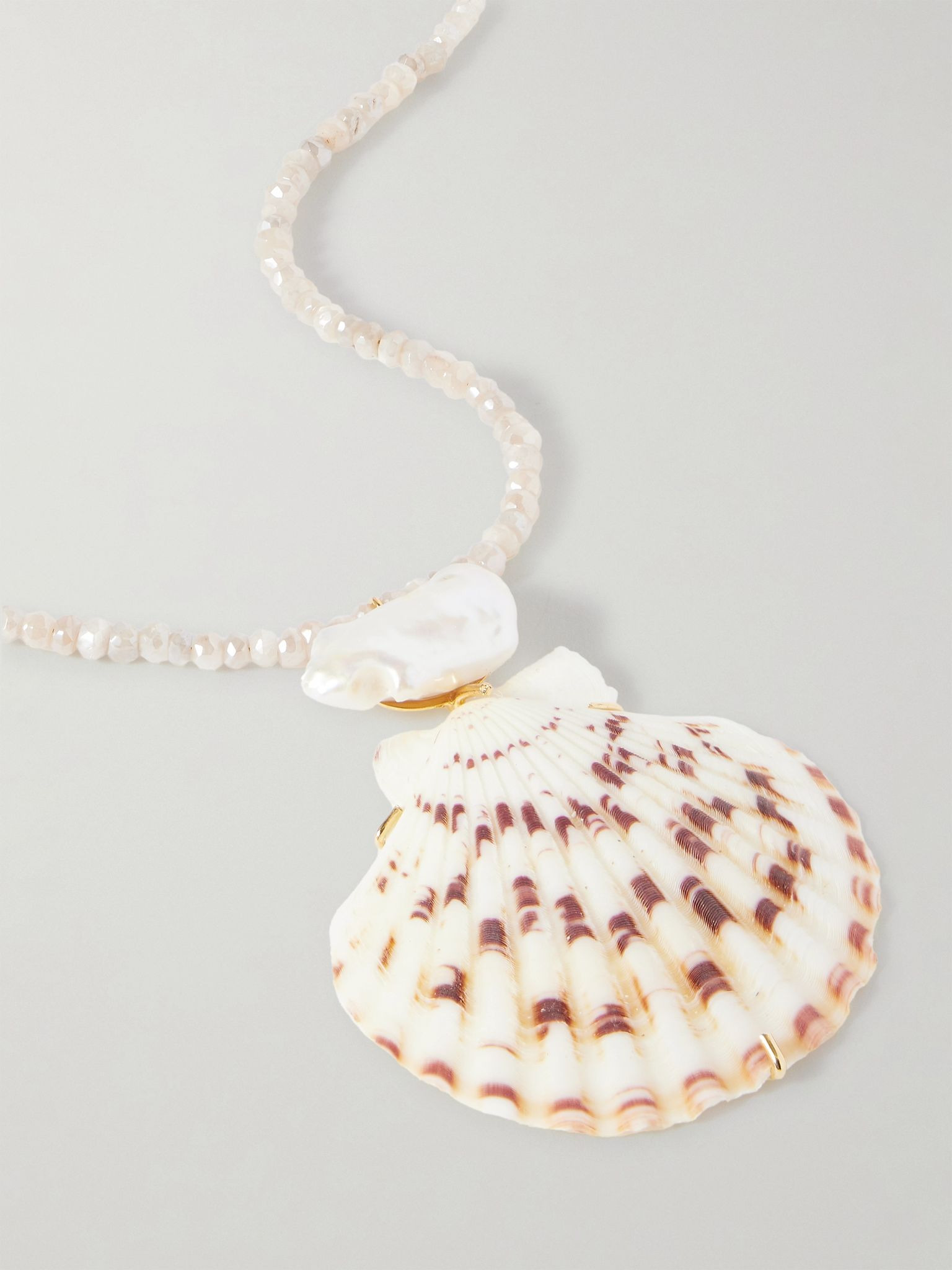 Paradis gold-plated, quartz, pearl and shell necklace Red - 4