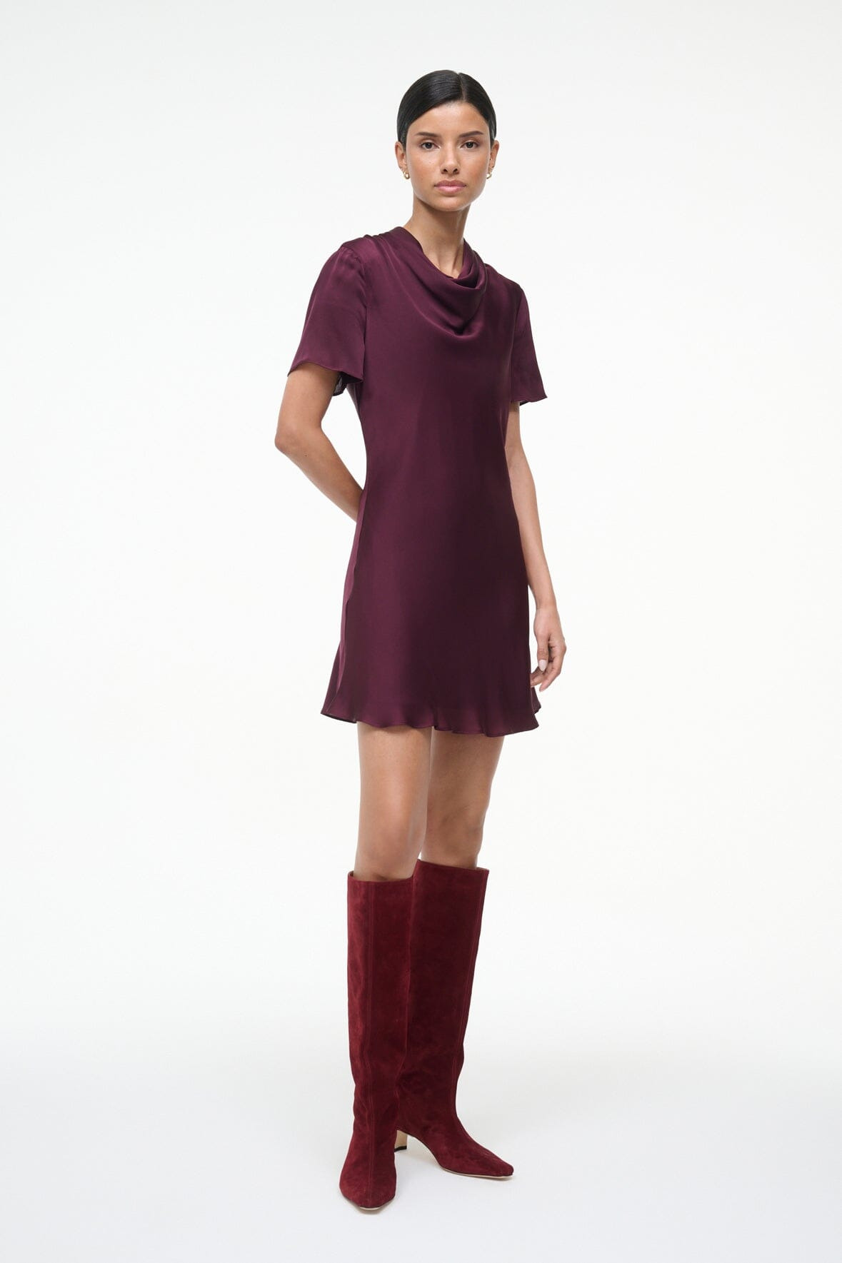 STAUD IRIS SILK DRESS SYRAH - 3