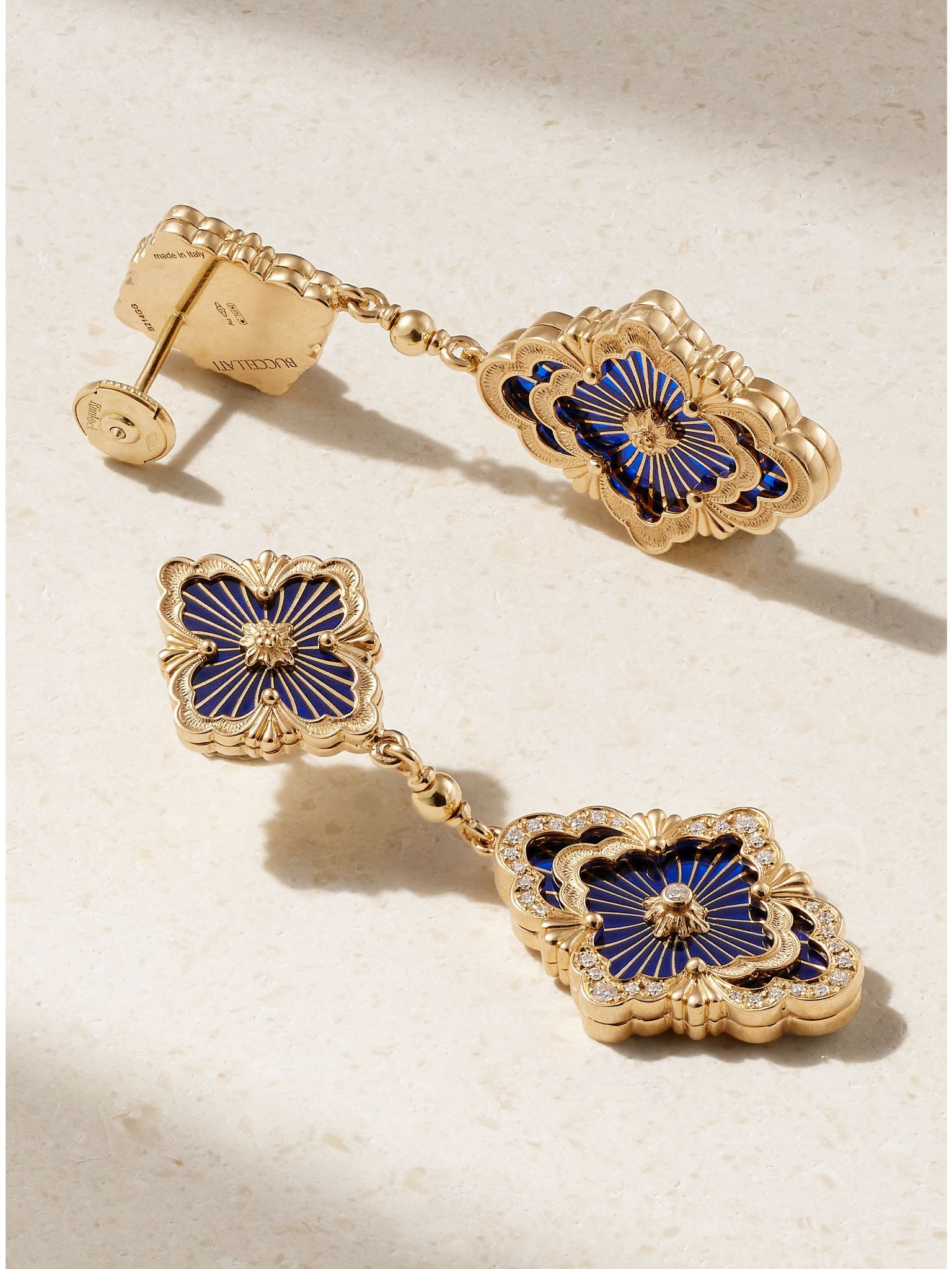 Opera Tulle 18-karat gold, enamel and diamond earrings Gold - 3