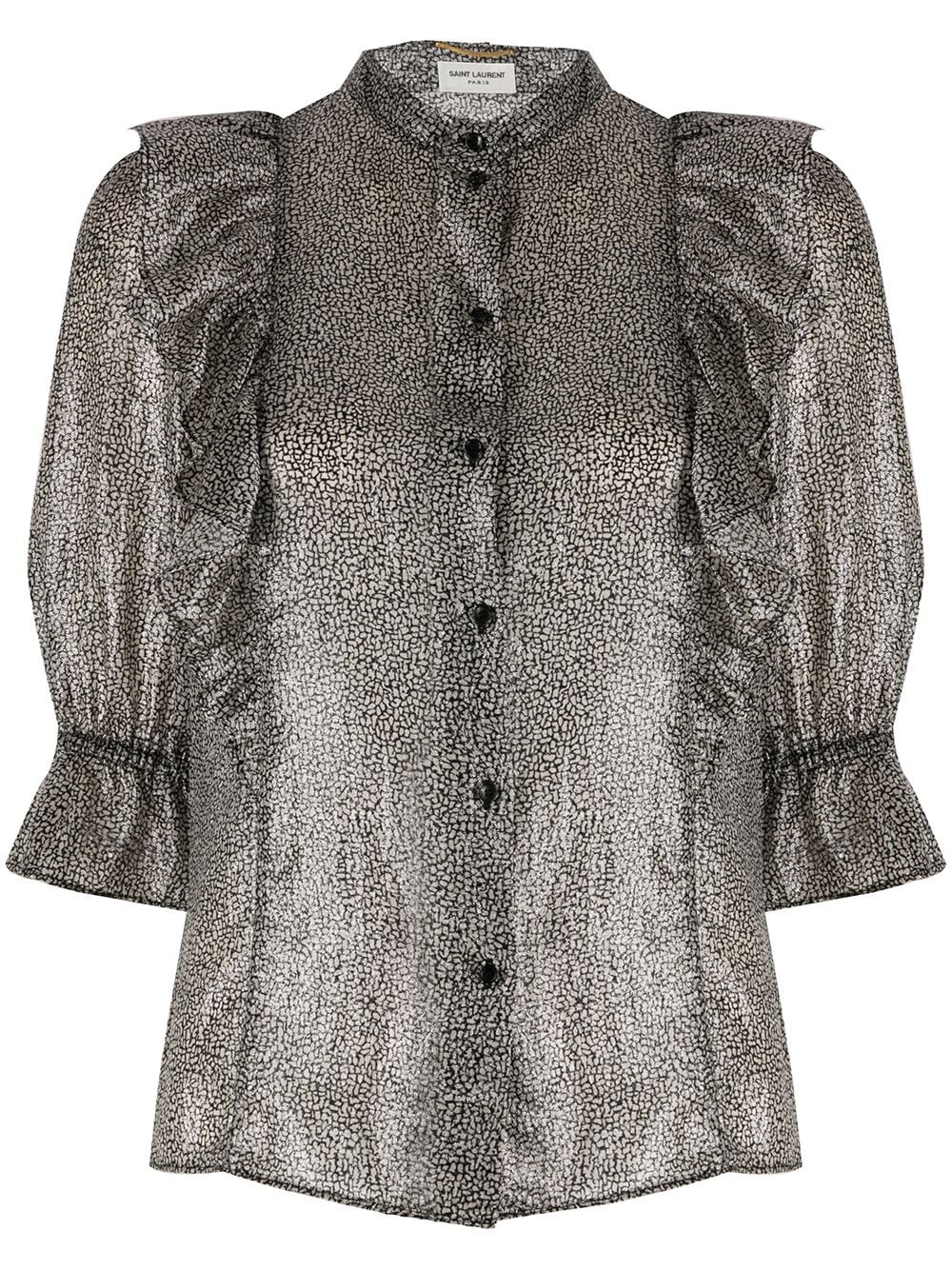 metallic puff sleeves blouse - 1