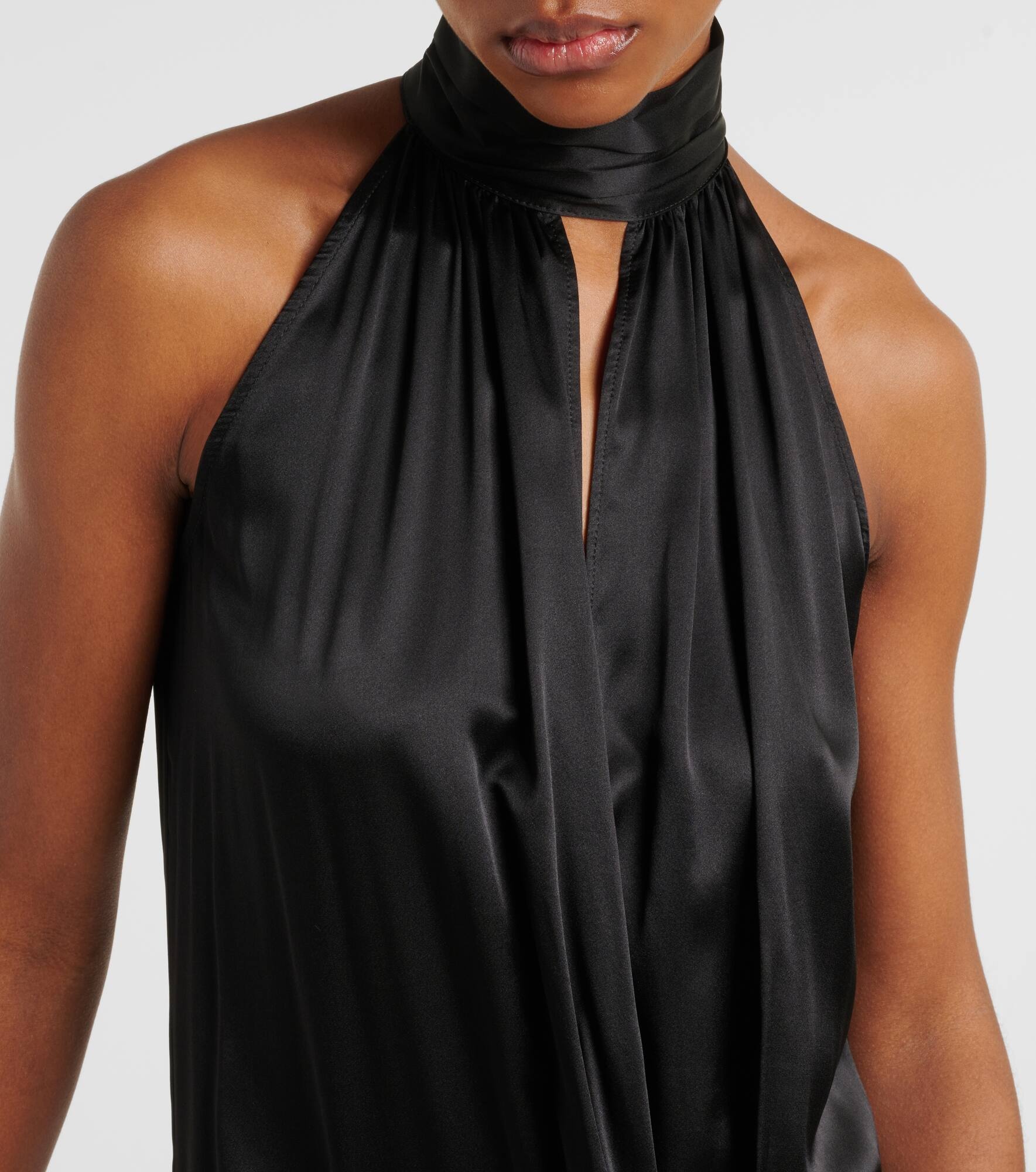 Gathered halterneck satin minidress - 4
