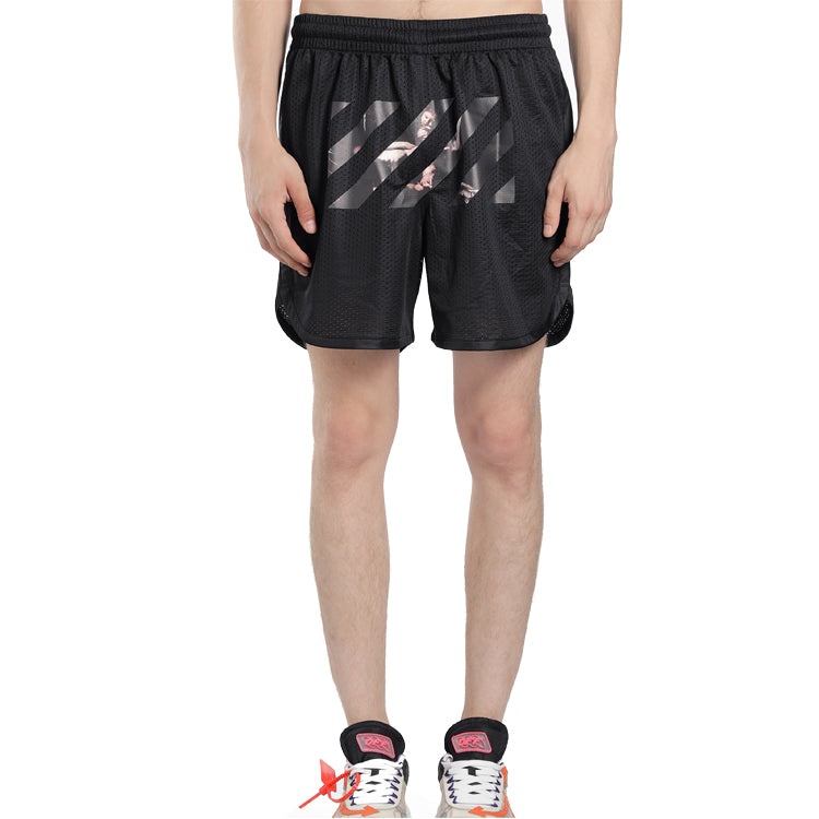 Off-White Caravaggio Arrow Mesh Track Shorts Black OMCI005S201010041088 - 4