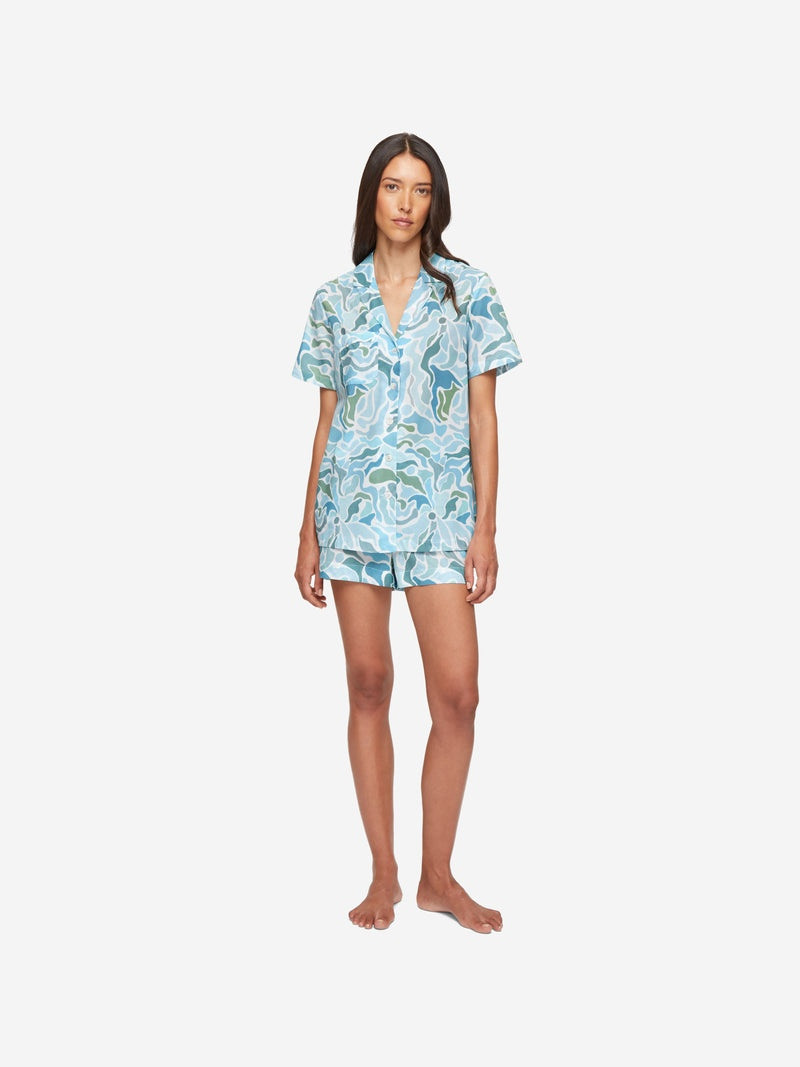 Derek Rose Women's Short Pyjamas Ledbury 61 Cotton Batiste Green outlook
