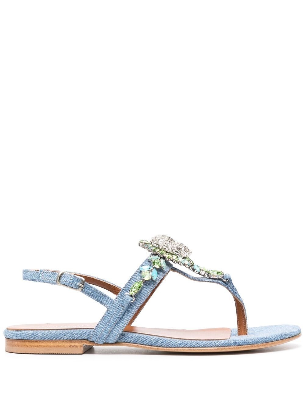 embellished thong strap sandals - 1