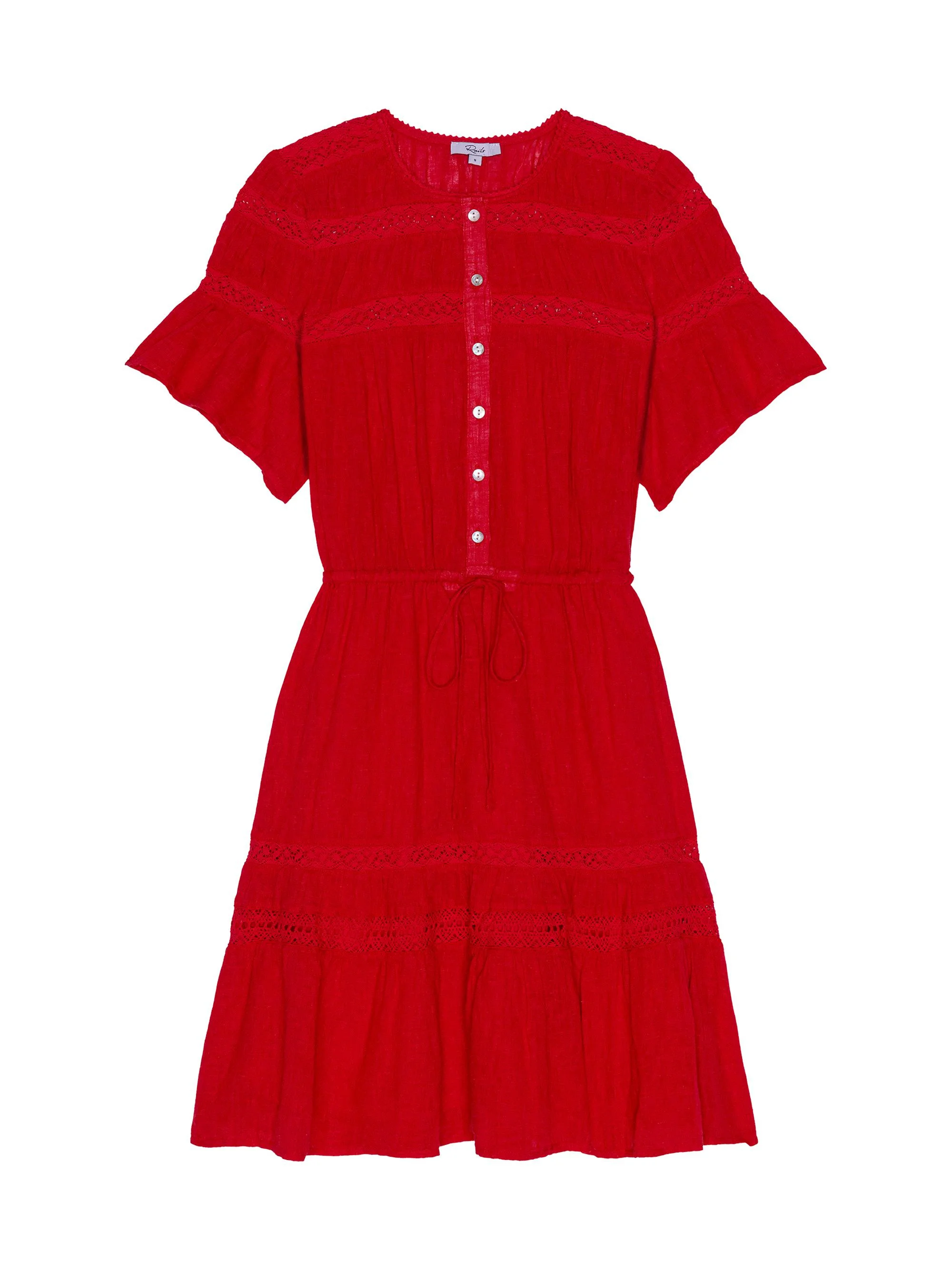 Women's Winslow Linen-Blend A-Line Minidress - Tomato - 1