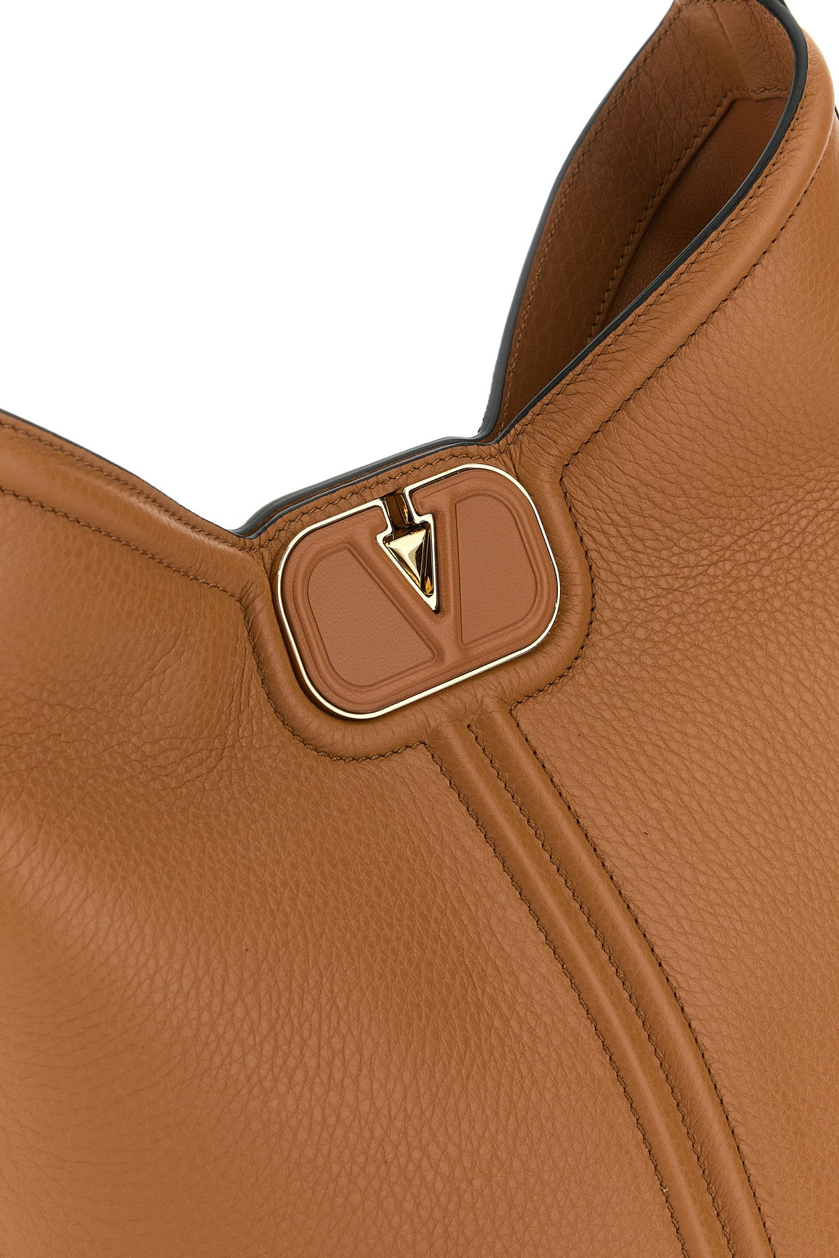 Camel leather VLogo handbag - 4