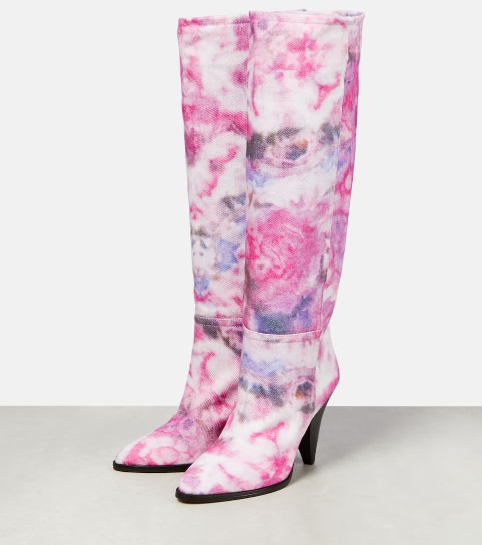 Ririo printed leather knee-high boots - 5