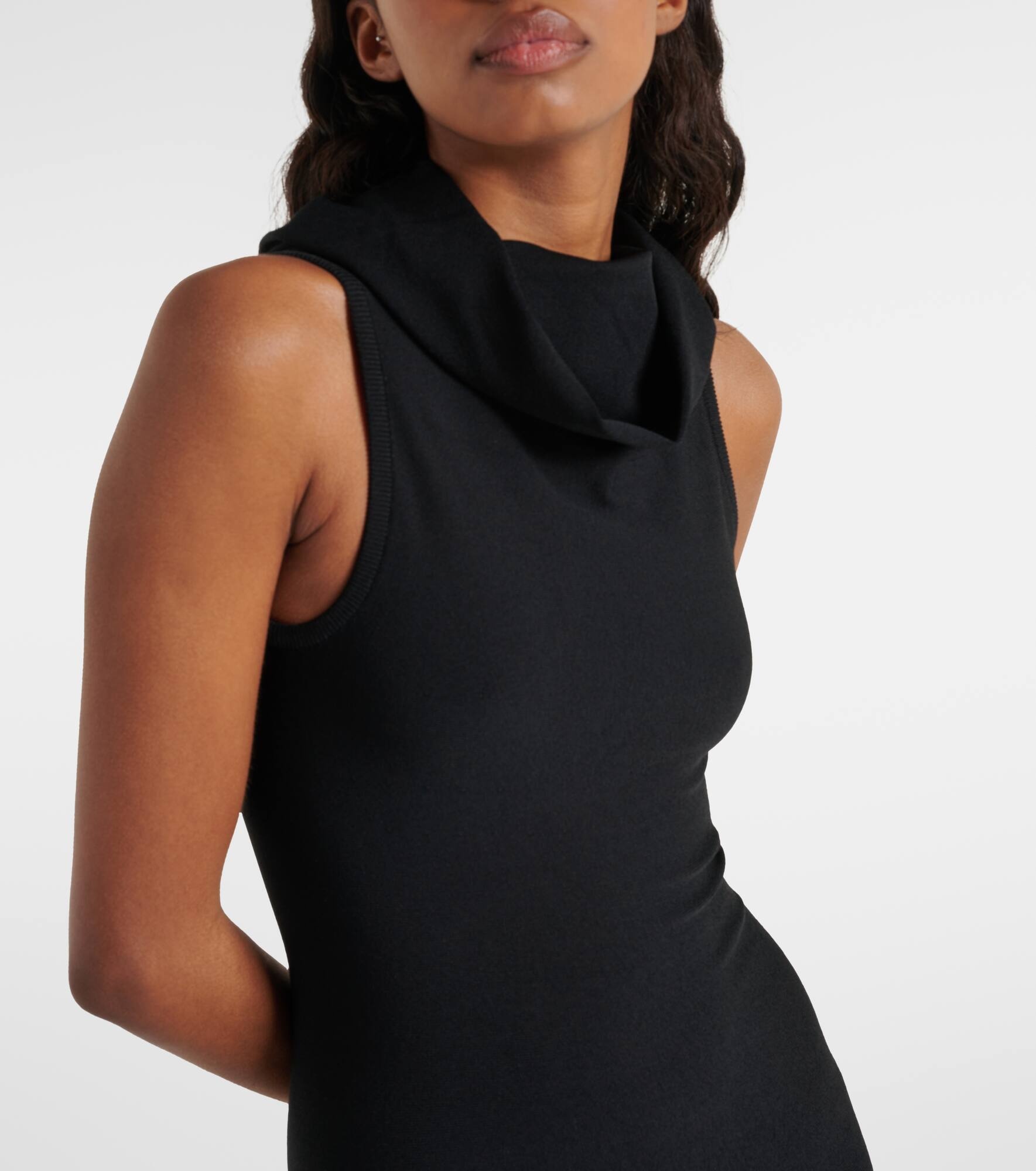 Hooded jersey midi dress - 4