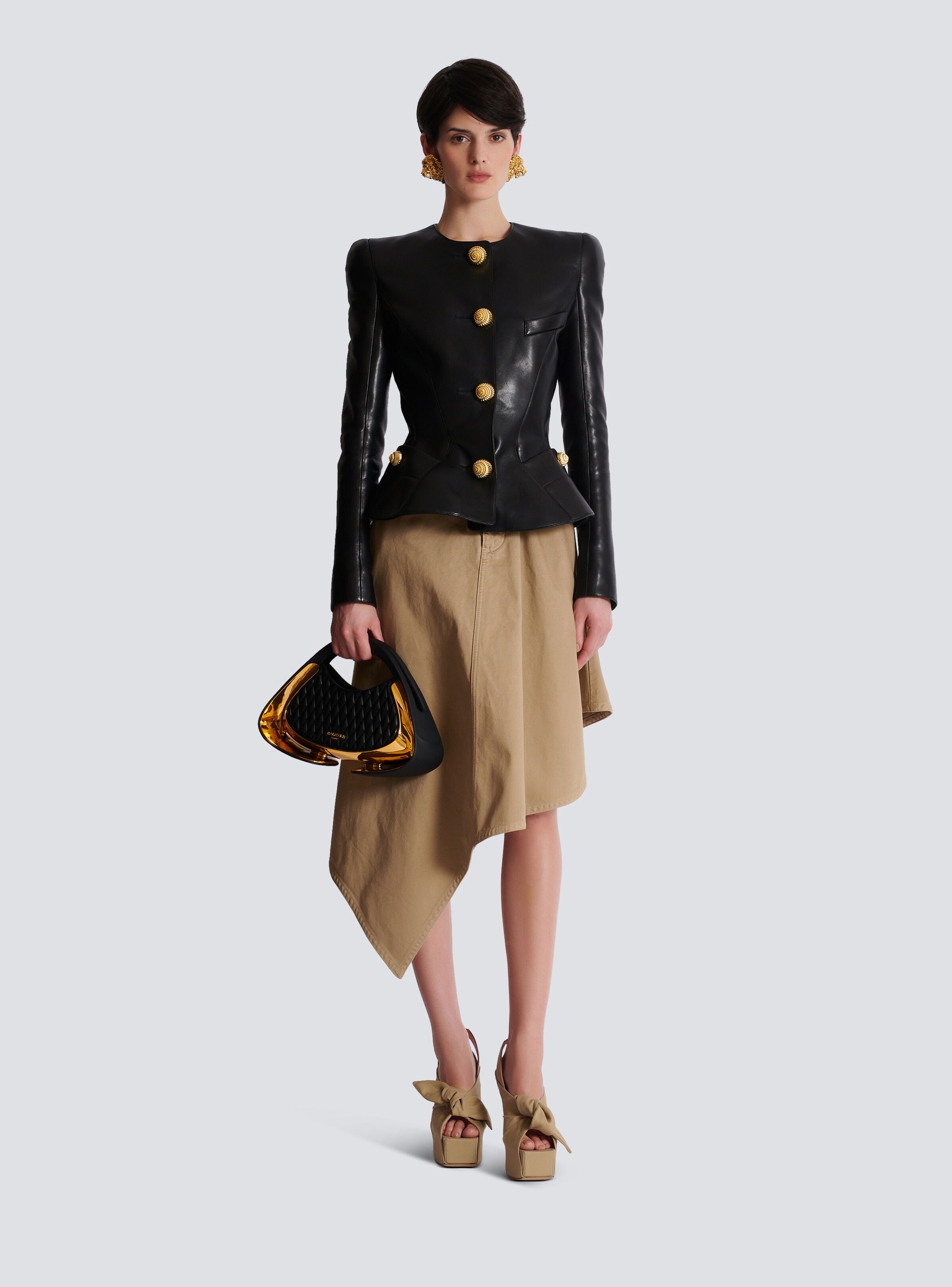 Lambskin leather peplum jacket - 2